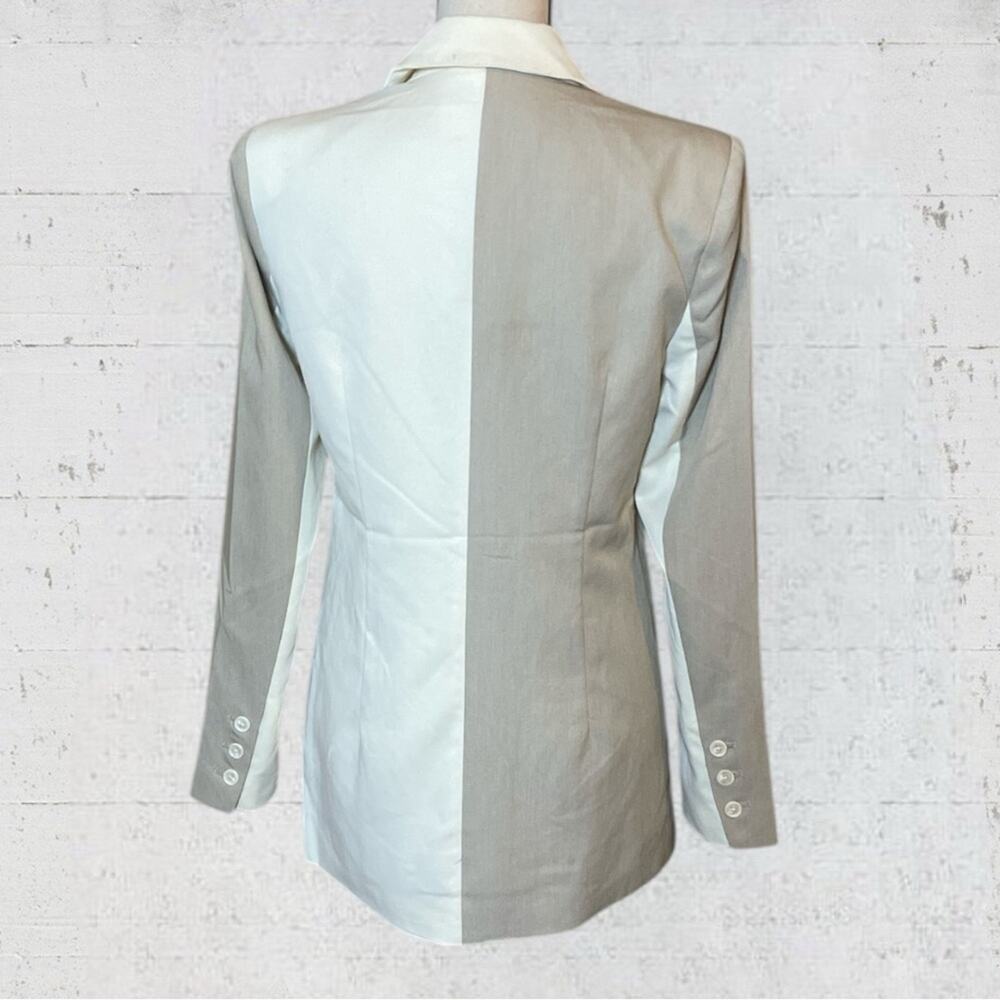 4th & Reckless Panel Color Block Blazer Size Small Two Tone Beige Ecru Career - Picture 7 of 11